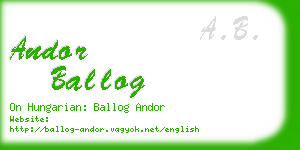 andor ballog business card